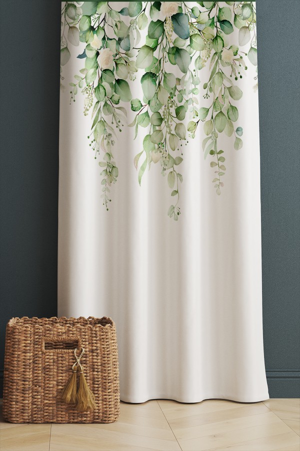 Yeşil Okaliptus Sarmaşık Desenli Baskılı Dekoratif Salon Mutfak Fon Perde 140x260cm Yeşil Okaliptus Sarmaşık Desenli Baskılı Dekoratif Salon Mutfak Fon Perde 140x260cm