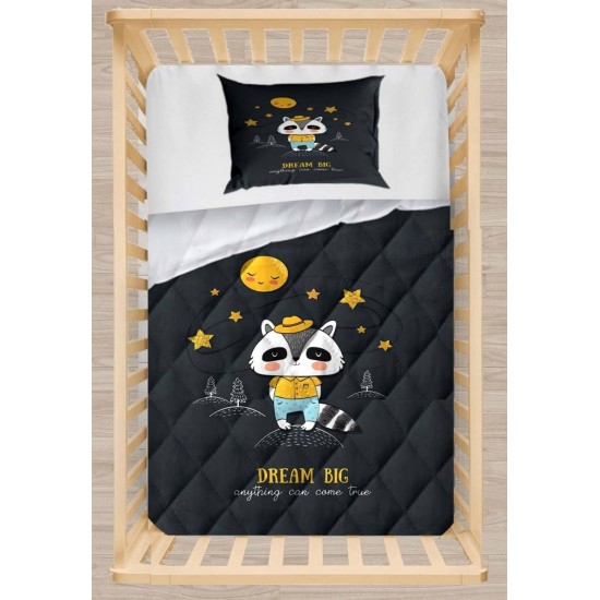 Else Akıllı Rakun Ay Yıldızlı 3d Desenli Bebek Yorgan Uyku Seti