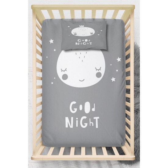 Else Gri Beyaz İyi Geceler Çocuk Lastikli 3d Bebek Çarşaf Takımı