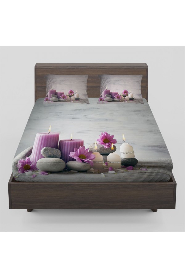 Else Mor Mumlar Spa Taşlı Çift Kişilik Lastikli Çarşaf Takımı