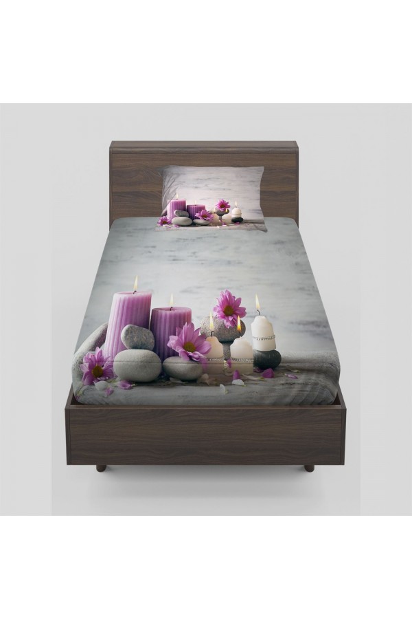 Else Mor Mumlar Spa Taşlı Tek Kişilik Lastikli Çarşaf Takımı Else Mor Mumlar Spa Taşlı Tek Kişilik Lastikli Çarşaf Takımı
