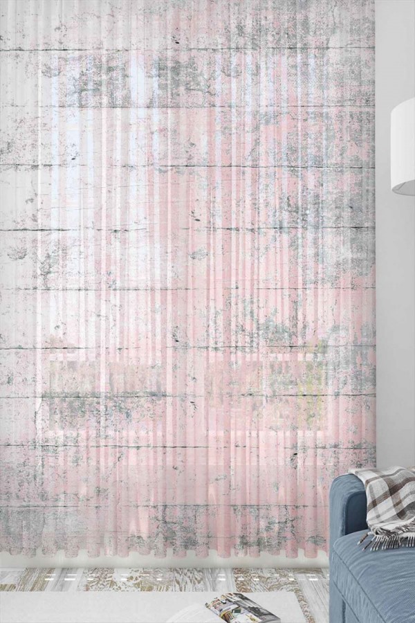 Else Pembe Gri Çizgiler Desenli Dekoratif 3d Tül Fon Perde Else Pembe Gri Çizgiler Desenli Dekoratif 3d Tül Fon Perde