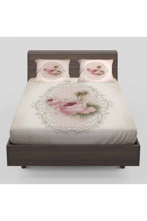 Else Pembe Vintage Güller Çift Kişilik Lastikli Çarşaf Takımı Else Pembe Vintage Güller Çift Kişilik Lastikli Çarşaf Takımı
