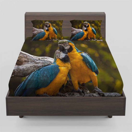 Else Renkli Papağan Çift Kişilik Lastikli Çarşaf Takımı
