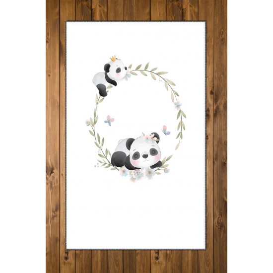 Else Sevimli Panda Ayıcıklar 3d Desenli Bebek Odası Halısı