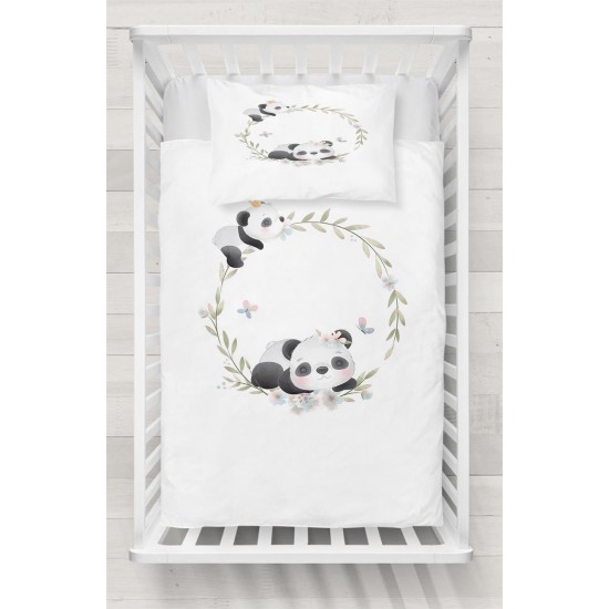 Else Sevimli Panda Ayıcıklar Desenli Bebek Nevresim Takımı