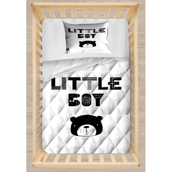 Else Siyah Beyaz Erkek Ayıcık 3d Desenli Bebek Yorgan Uyku Seti