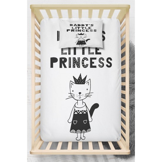 Else Siyah Beyaz Minik Prenses Lastikli 3d Bebek Çarşaf Takımı