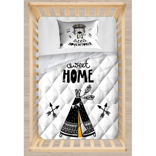 Else Siyah Sarı Gri Home Çadır 3d Desenli Bebek Yorgan Uyku Seti