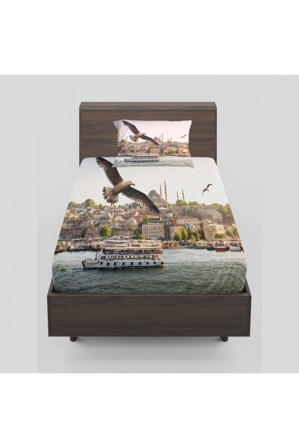 Else İstanbul Boğazı Tek Kişilik Lastikli Çarşaf Takımı Else İstanbul Boğazı Tek Kişilik Lastikli Çarşaf Takımı