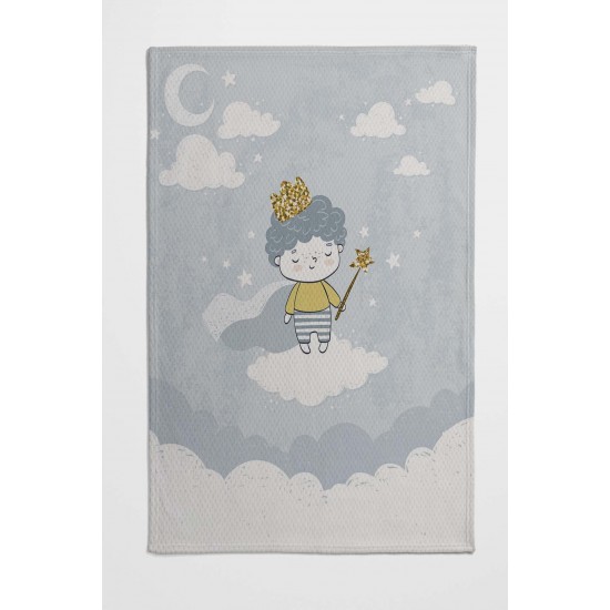 Else Gri Bulutlar Minik Prenses Desenli Yatak Örtüsü Yastıklı Bebek Pike Takımı