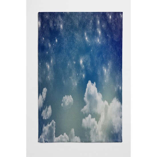 Else Mavi Gökyüzü Bulutlar Desenli Yatak Örtüsü Tek Kişilik Pike Takımı