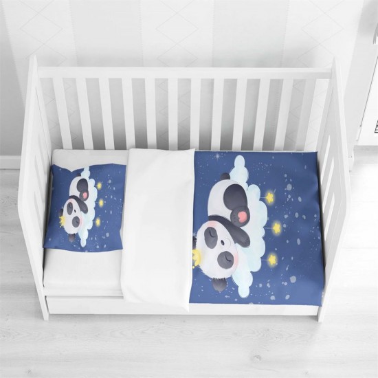 Else Mavi Gökyüzü Yıldızlar Panda Ayılı Bebek Nevresim Takımı