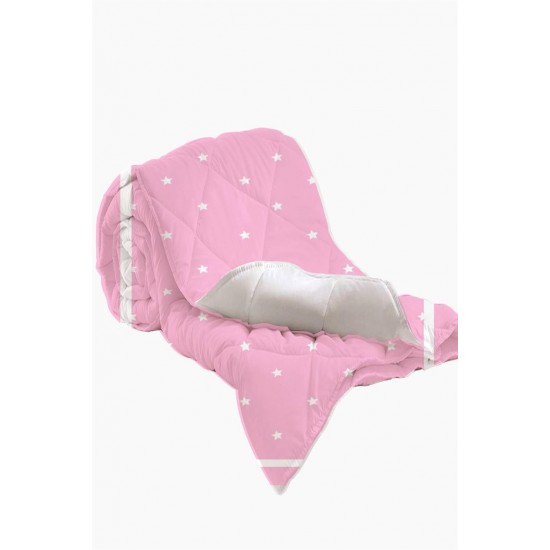 Else Pembe Beyaz Yıldızlar 3d Desenli Bebek Yorgan Uyku Seti