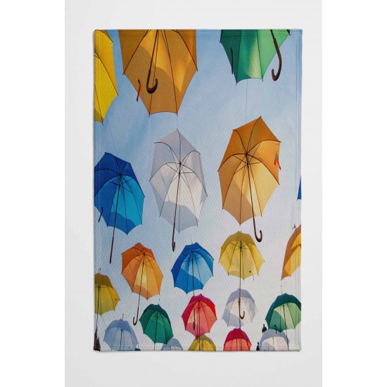 Else Renkli Şemsiyeler Desenli Yatak Örtüsü Tek Kişilik Pike Takımı