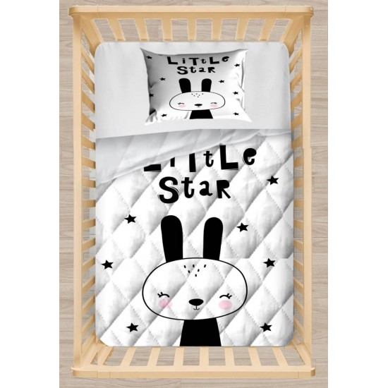 Else Siyah Beyaz Tavşan Star 3d Desenli Bebek Yorgan Uyku Seti