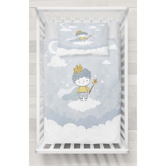 Else Gri Sarı Küçük Prenses Bulutlar Bebek Nevresim Takımı
