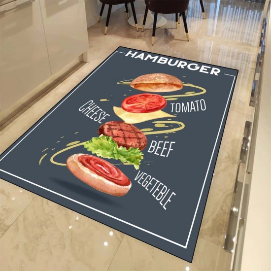 Else Hamburger 3D Dekoratif Desenli Mutfak Halısı