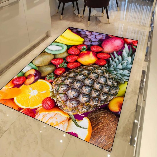 Else Renkli Meyveli 3D Dekoratif Desenli Mutfak Halısı