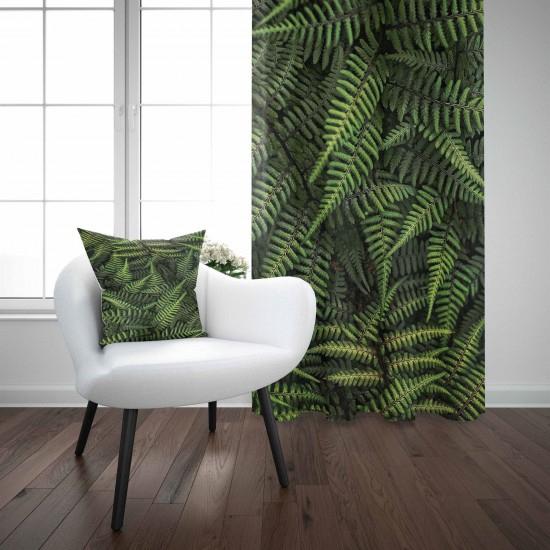 Else Tropikal Yapraklı 3D Dekoratif Modern Fon Perde -140Cmx270Cm
