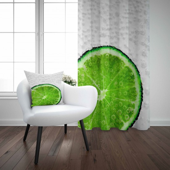 Else Yeşil Limonlu 3D Dekoratif Modern Mutfak Fon Perde