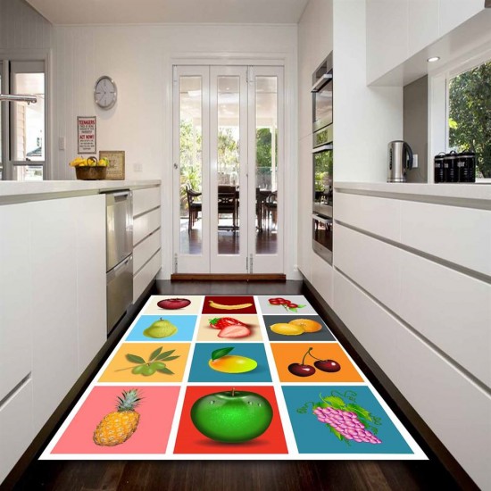 Kadser Renkli Meyveler 3D Dekoratif Modern Mutfak Halısı