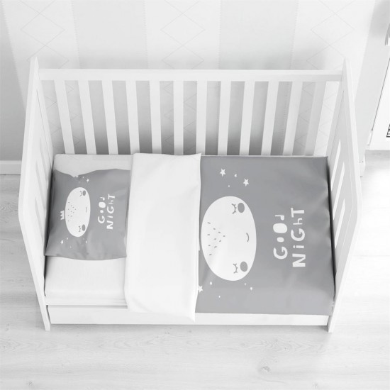 Else Gri Beyaz İyi Geceler Uykucu Çocuk 3D Bebek Nevresim Takımı