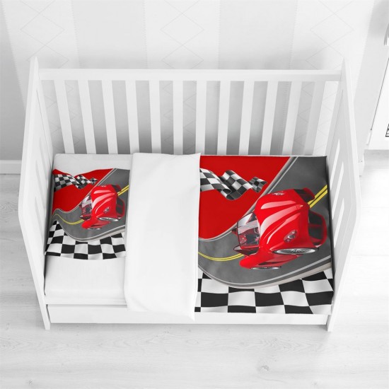 Else Kırmızı Yarış Arabalı Bayraklı Yol Bebek Nevresim Takımı