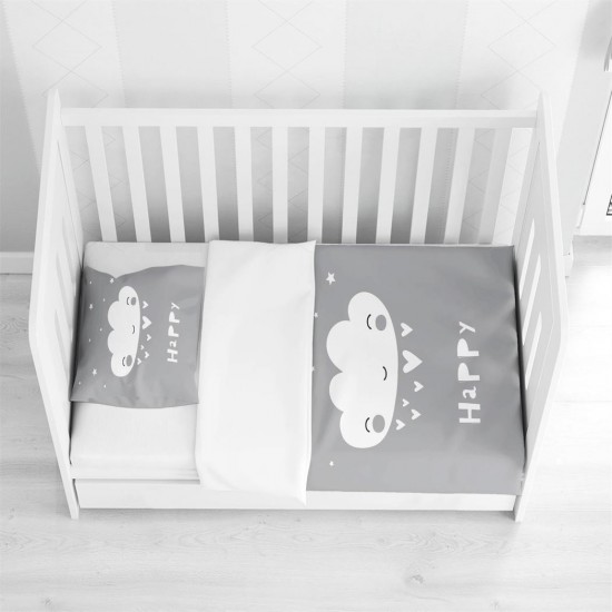 Else Mutlu Bulut Gri Beyaz 3D Desenli Bebek Nevresim Takımı