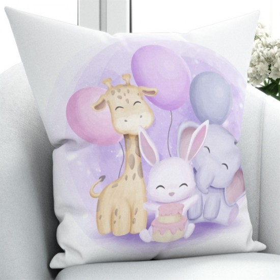Else Renkli Balon Hayvanlar Desenli Bebek Çocuk Odası Fon Perde