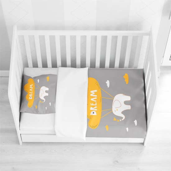 Else Sarı Gri Rüya Filli 3D Desenli Bebek Nevresim Takımı