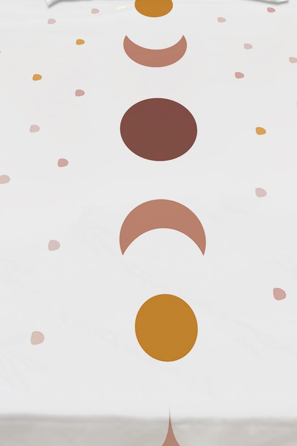 Minimal Ay Yıldız Desenli Kız Çocuk Dekoratif Baskılı Yatak Örtüsü Minimal Ay Yıldız Desenli Kız Çocuk Dekoratif Baskılı Yatak Örtüsü