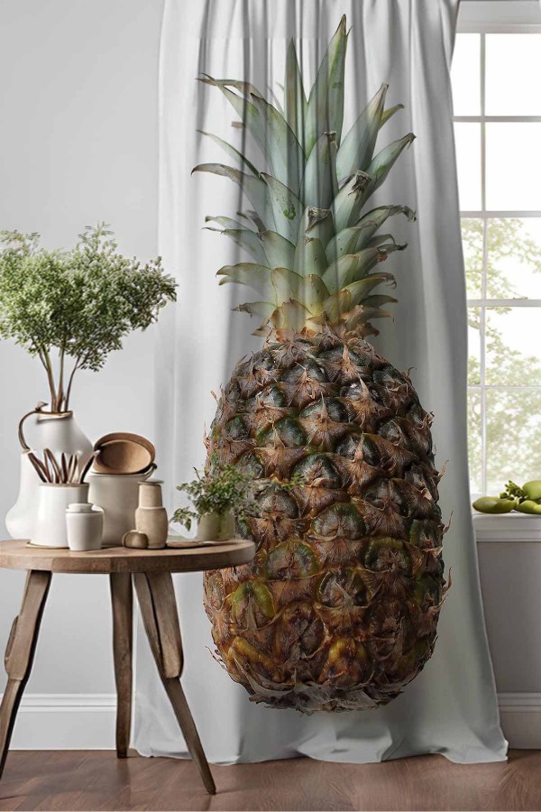 Ananas Desenli Djital Baskılı Yemek Odası Mutfak Fon Perde 140x260cm Ananas Desenli Djital Baskılı Yemek Odası Mutfak Fon Perde 140x260cm