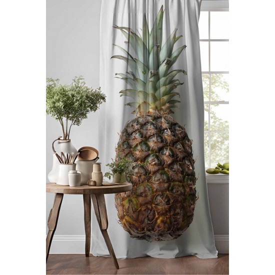 Ananas Desenli Djital Baskılı Yemek Odası Mutfak Fon Perde 140x260cm