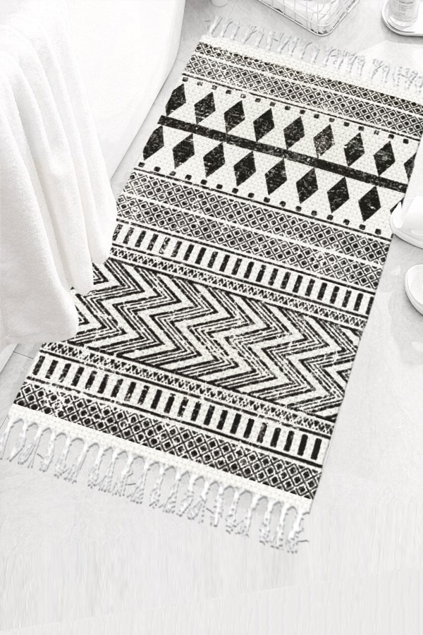 Else Desenli Yıkanabilir Modern Tekli Banyo Paspası Halı Vintage Dokuma Kilim 50x80cm BYNS-08 Else Desenli Yıkanabilir Modern Tekli Banyo Paspası Halı Vintage Dokuma Kilim 50x80cm BYNS-08