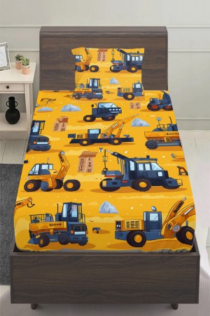 Sarı İş Makineleri İnşaat Desenli Erkek Çocuk Tek Kişilik Yastıklı Çarşaf Takımı 100x200 cm Sarı İş Makineleri İnşaat Desenli Erkek Çocuk Tek Kişilik Yastıklı Çarşaf Takımı 100x200 cm