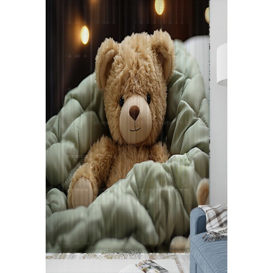 Oyuncak Ayı Teddy Desenli Kız Çocuk Odası Tül Perde 140x260cm