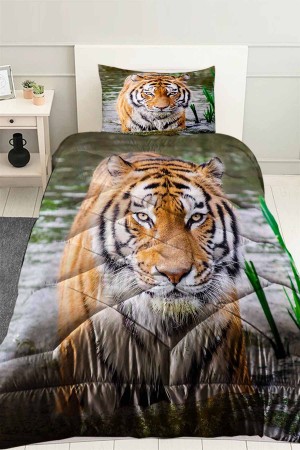 Kaplan Nehir Desenli Tek Kişilik Kapitoneli Yorgan Yastık Kılıflı Kaplan Nehir Desenli Tek Kişilik Kapitoneli Yorgan Yastık Kılıflı