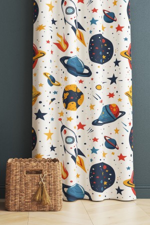 Galaksi Yıldızlar Uzay Desenli Erkek Çocuk Odası Fon Perde 140x260cm Galaksi Yıldızlar Uzay Desenli Erkek Çocuk Odası Fon Perde 140x260cm