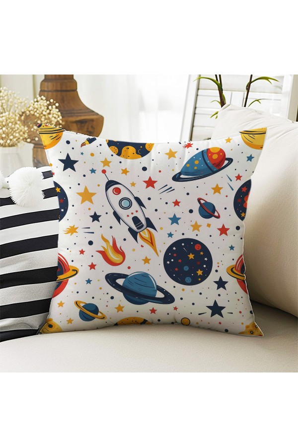 Galaksi Yıldızlar Uzay Desenli Erkek Çocuk Dekoratif Çift Taraflı Kırlent Kılıfı 43x43cm Galaksi Yıldızlar Uzay Desenli Erkek Çocuk Dekoratif Çift Taraflı Kırlent Kılıfı 43x43cm