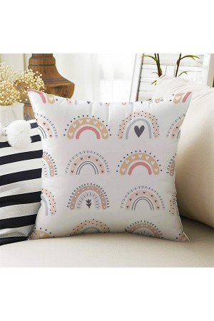Renkli Boho Gökkuşakları Desenli Kız Çocuk Dekoratif Çift Taraflı Kırlent Kılıfı 43x43cm