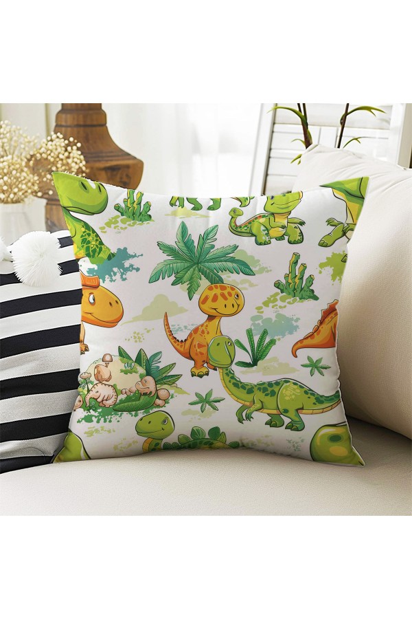Yeşil Turuncu Dinazorlar Desenli Erkek Çocuk Dekoratif Çift Taraflı Kırlent Kılıfı 43x43cm Yeşil Turuncu Dinazorlar Desenli Erkek Çocuk Dekoratif Çift Taraflı Kırlent Kılıfı 43x43cm
