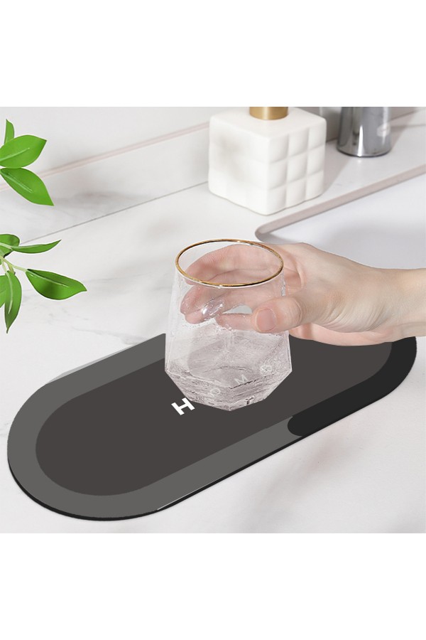 Else Antrasit Musluk Matı 3 lü Set Mutfak Organizer Lavabo Matı Sabunluk Bulaşık Süngeri Matı