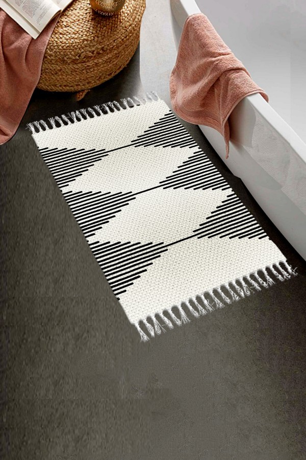 Else Desenli Yıkanabilir Modern Tekli Banyo Paspası Halı Vintage Dokuma Kilim 50x80cm BYNS-04 Else Desenli Yıkanabilir Modern Tekli Banyo Paspası Halı Vintage Dokuma Kilim 50x80cm BYNS-04
