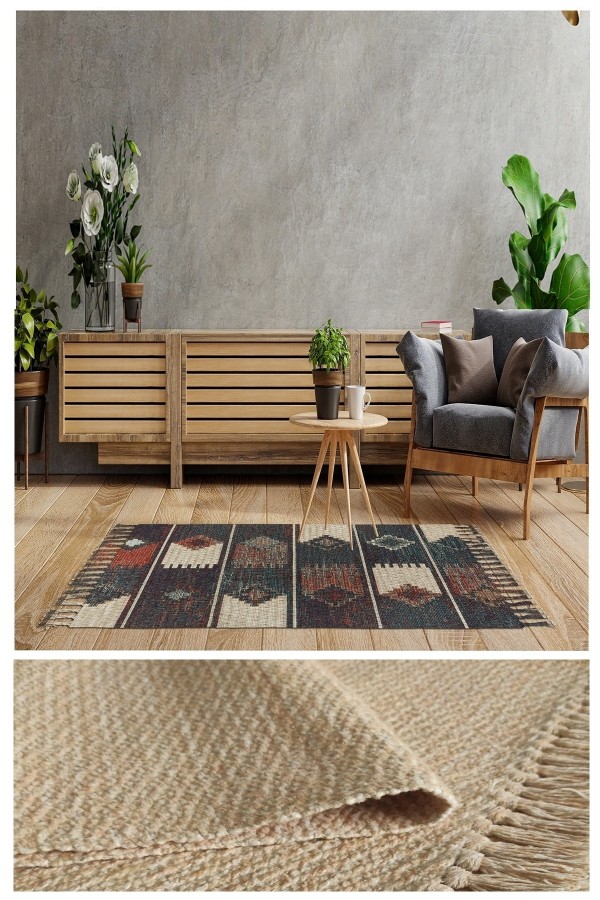 Else Casablanca Jüt Hasır Desenli Vintage Yıkanabilir Çift Taraflı Kara Tezgah Dokuma Kilim CSS34 Else Casablanca Jüt Hasır Desenli Vintage Yıkanabilir Çift Taraflı Kara Tezgah Dokuma Kilim CSS34