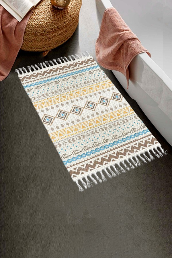 Else Desenli Yıkanabilir Modern Tekli Banyo Paspası Halı Vintage Dokuma Kilim 50x80cm BYNS-07 Else Desenli Yıkanabilir Modern Tekli Banyo Paspası Halı Vintage Dokuma Kilim 50x80cm BYNS-07