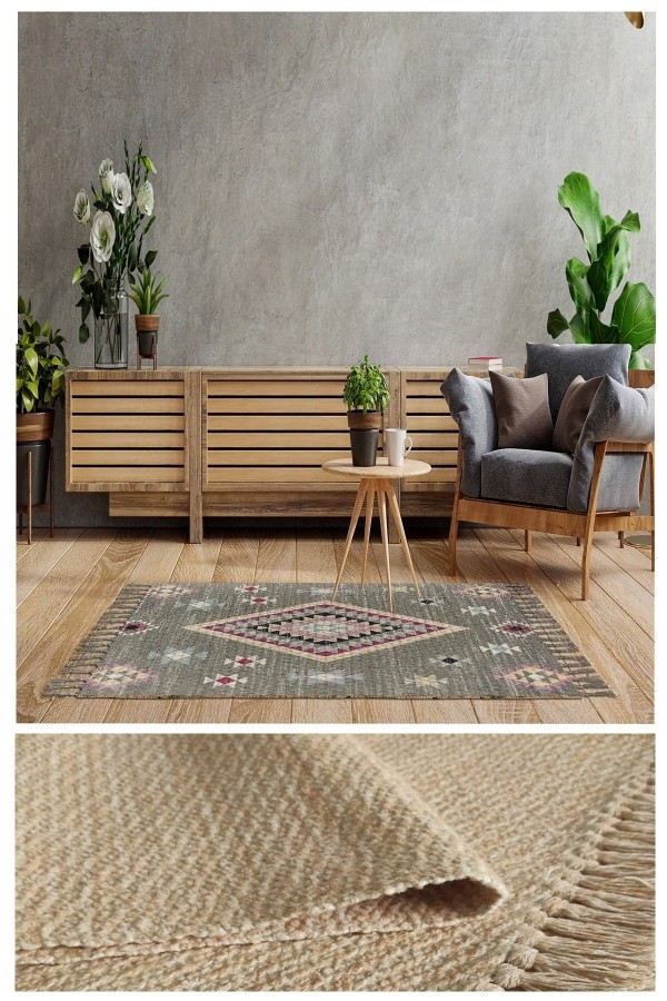 Else Casablanca Jüt Hasır Desenli Vintage Yıkanabilir Çift Taraflı Kara Tezgah Dokuma Kilim CSS38 Else Casablanca Jüt Hasır Desenli Vintage Yıkanabilir Çift Taraflı Kara Tezgah Dokuma Kilim CSS38