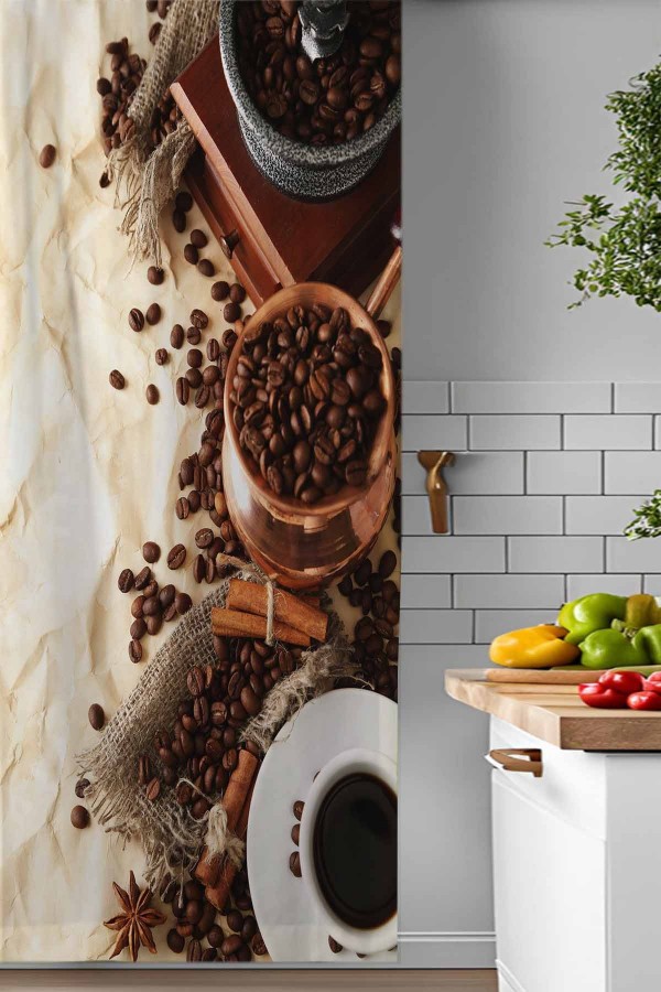 Türk Kahvesi Desenli Djital Baskılı Yemek Odası Mutfak Fon Perde 140x260cm Türk Kahvesi Desenli Djital Baskılı Yemek Odası Mutfak Fon Perde 140x260cm