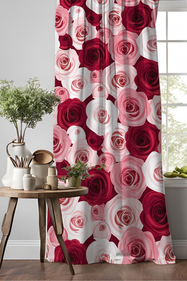 Pembe Kırmızı Güller Desenli Djital Baskılı Yemek Odası Mutfak Fon Perde 140x260cm Pembe Kırmızı Güller Desenli Djital Baskılı Yemek Odası Mutfak Fon Perde 140x260cm