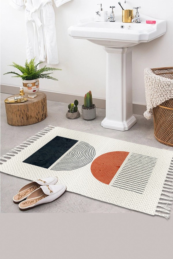 Else Desenli Yıkanabilir Modern Tekli Banyo Paspası Halı Vintage Dokuma Kilim 50x80cm BYNS-15 Else Desenli Yıkanabilir Modern Tekli Banyo Paspası Halı Vintage Dokuma Kilim 50x80cm BYNS-15